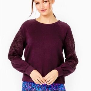 Lily Pulitzer Rooney Sweatshirt w/embroidered Lace-Detail Sleeves